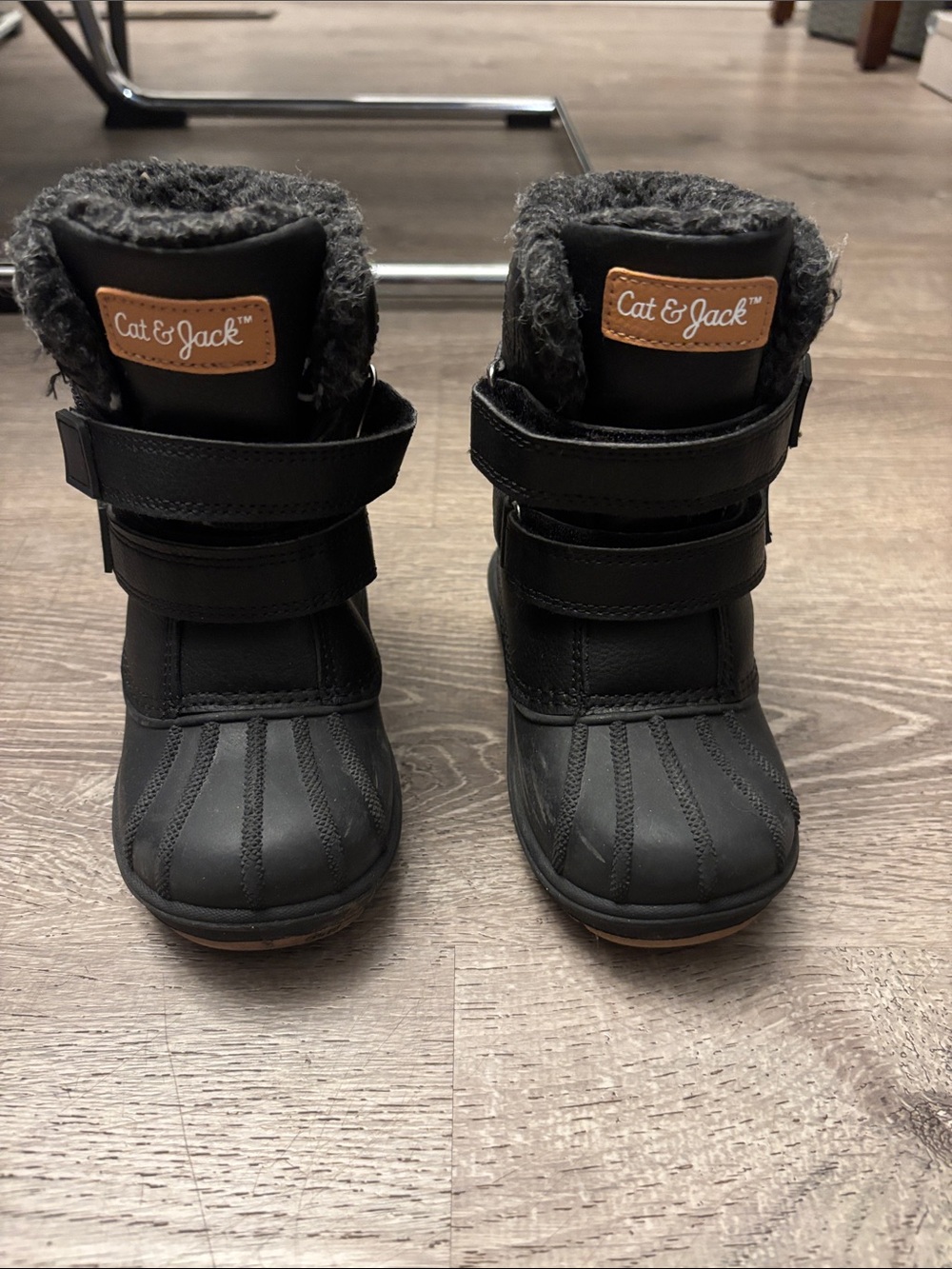 Boys - Cat & Jack Kids' Black Faux-Fur Winter Boots